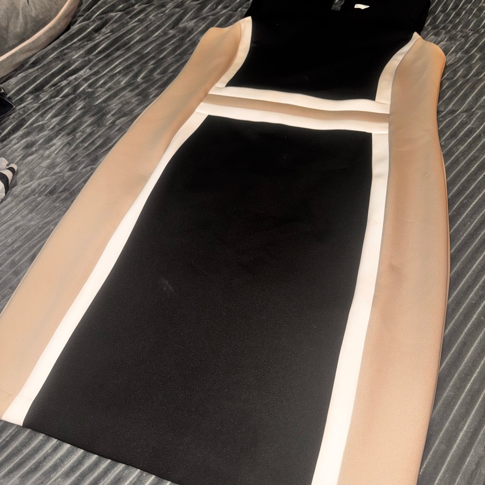 Calvin Klein Black and Tan Mini Dress